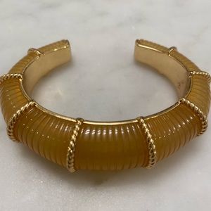 J.CREW Gold Finish Metal Bracelet Bangle with Beige Resin